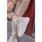 Nilufarr Candy Bej Hakiki Deri Kadın Sneaker Bot