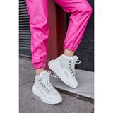Nilufarr Candy Beyaz Hakiki Deri Kadın Sneaker Bot