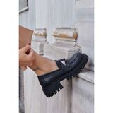 NILUFARR Georgiana Siyah Hakiki Deri Kadın Loafer