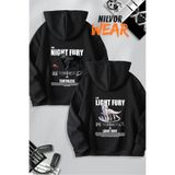 Nilvor Sevgili & Arkadaş Çift Kombini Light & Night Fury Ejderha Baskılı Kapüşonlu Sweatshirt 2li Takım