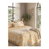Nilyso Home Çift Taraflı 5 Kat Dolgulu Müslin Yatak Örtüsü, 220x240 cm – Sarı Çiçek Desenli Pamuk Müslin Pike Örtü