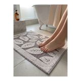 Nilyso Home Yaprak Desen 2’li Ayak Havlusu, %100 Pamuk Yumuşak Dokulu Kalın ve Emici Banyo Havlusu (Gri-Bordo)