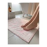 Nilyso Home Yaprak Desen 2’li Ayak Havlusu, %100 Pamuk Yumuşak Dokulu Kalın ve Emici Banyo Havlusu (Pembe-Yeşil)