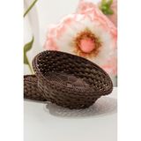 Nimaware Hasır Görünümlü Rattan Ekmek Sepeti Plastik Örgü Servis ve Sunum Sepeti (4 Model 2 Renk Seçeneği) - Yuvarlak - Koyu Ceviz