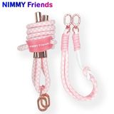 Nimmy Çapraz Askılı Telefon Askısı ve Charm Bileklik Seti, Gözlüklü Tasarım, Pembe