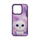 Nimmy iPhone 14 Pro Max Uyumlu, 3D Nakış İşlemeli Tavşan Desenli, Silikon Kılıf, Mor