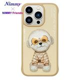 Nimmy iPhone 15 Pro Max Uyumlu 3D Gözlük Zincir Rich Kedi Nakış İşlemeli Kabartmalı Cool Glasses Kılıf