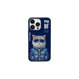 Nimmy iPhone 15 Pro Uyumlu 3D Gözlük Fermuar Kedi Detaylı Nakış İşlemeli Kabartmalı Cool Cute Kılıf