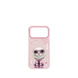 Nimmy Iphone 17 Pro Max 3d Nakış Gözlük Ve Fermuar İşlemeli Beyaz Kedi Desenli Telefon Kılıfı 2.0 - Pembe
