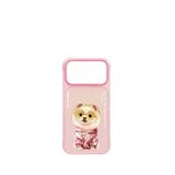 Nimmy Iphone 17 Pro Max 3d Nakış İşlemeli Zincir Ve Gözlük Detaylı Pomeranian Köpek Desenli Telefon Kılıfı - Açık Pembe