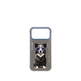 Nimmy Iphone 17 Pro Uyumlu 3d Nakış İşlemeli Zincir Ve Gözlük Detaylı Border Collie Köpek Desenli Telefon Kılıfı - Gri