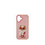 Nimmy Iphone 17 Uyumlu 3d Gerçek Nakış İşlemeli Zincir Ve Gözlük Detaylı Pomeranian Köpek Desenli Telefon Kılıfı - Pembe