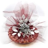 Nin Chocolate Altın Varaklı Cam Tepside Yaldızlı Söz Nişan Çikolatası Bordo 2300G - 1 Adet