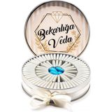 Nin Chocolate Nin Bekarlığa Veda Çikolatası Metal Yuvarlak Kutu Pırlanta Baskılı (80 Adet Napoliten Çikolata) - 1 Adet