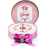 Nin Chocolate Nin Kız Bebek Çikolatası Metal Yuvarlak Kutu Pembe Çizgi Baskılı (80 Adet Napoliten Çikolata) - 1 Adet