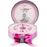 Nin Chocolate Nin Kız Bebek Çikolatası Metal Yuvarlak Kutu Pembe Kedi Baskılı (80 Adet Napoliten Çikolata) - 1 Adet
