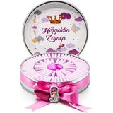 Nin Chocolate Nin Kız Bebek Çikolatası Metal Yuvarlak Kutu Prenses Baskılı (80 Adet Napoliten Çikolata) - 1 Adet