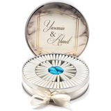 Nin Chocolate Nin Söz ve Nişan Çikolatası Metal Yuvarlak Kutu Mermer Baskılı (80 Adet Napoliten Çikolata) - 1 Adet