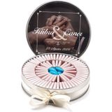 Nin Chocolate Nin Söz ve Nişan Çikolatası Metal Yuvarlak Kutu Yüzük Baskılı (80 Adet Napoliten Çikolata) - 1 Adet