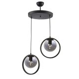 Nina Modern Salon - Mutfak - Yatak Odası Metal Halkalı Kapalı Camlı Ikili Avize