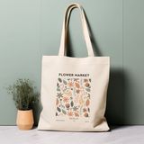 Ninastore %100 Pamuklu Tote Çanta, Çiçek Pazarı, Berlin. Çevre Dostu Alışveriş Çantası, Ömürlük Çanta. - Renkli