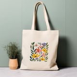 Ninastore %100 Pamuklu Tote Çanta, Matisse'den Ilham Alan Çiçekler. Çevre Dostu, Estetik Alışveriş Çantası, Ömür Boyu Kullanabileceğiniz Çanta. - Renkli