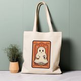 Ninastore %100 Pamuklu Tote Çanta, Tarot Kartı Hayaleti. Çevre Dostu, Estetik Alışveriş Çantası, Ömür Boyu Kullanabileceğiniz Çanta. - Renkli