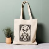 Ninastore %100 Pamuklu Tote Çanta, Tarot Kartı Uzaylısı. Çevre Dostu, Estetik Alışveriş Çantası, Ömür Boyu Kullanabileceğiniz Çanta. - Renkli