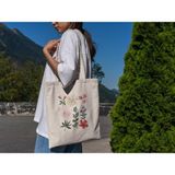 Ninastore Botanik Çiçekler Tote Çanta - Sevimli Tote Çantalar, Estetik Kitap Çantaları, Hediye Kitap Çantası, Sevimli Kitap Çantaları, Alışveriş Çantaları, Çiçekli Tote Çantalar - Renkli