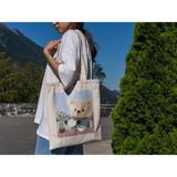 Ninastore Çay Saati Ayı Tote Çantası - Sevimli Tote Çantalar, Kütüphane Çantası, Sevimli Alışveriş Çantaları, Sevimli Kitap Çantaları - Renkli