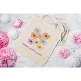 Ninastore Çiçek Yaprağı Tote Çantası - Çiçekli Tote Çantalar, Estetik Tote Çanta, Sevimli Tote Çanta, Trend Tote Çanta, Kitap Çantaları, Sevimli Alışveriş Çantası, Alışveriş Poşetleri - Renkli