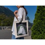 Ninastore Çiçekli Cadılar Bayramı Hayalet Tote Çantası - Estetik Tote Çanta, Şirin Tote Çanta, Cadılar Bayramı Tote Çantası - Renkli