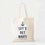 Ninastore Denizci Pamuklu Tote, Nedime Plaj Çantası (Büyük Boy, Özel Yazı) - Renkli