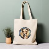 Ninastore Italyan Tazısı Köpek Tote Çantası, Vitray Tasarım, %100 Pamuklu Çevre Dostu Alışveriş Çantası, Ömürlük Çanta - Renkli