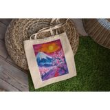 Ninastore Pembe Kiraz Çiçeği Fuji Dağı Tote Çantası - Şirin Tote Çantalar, Estetik Tote Çanta, Tote Çanta, Kanvas Çanta, Estetik Tote Çanta - Renkli