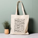 Ninastore Sevimli Kawaii Kedi Illüstrasyonlu Tote Çanta, Siyah Beyaz, %100 Pamuklu, Çevre Dostu Alışveriş Çantası, Ömürlük Çanta - Renkli