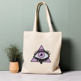 Ninastore Sevimli Ürkütücü Göz Tote Çanta, Cadılar Bayramı, %100 Pamuklu Tote Çanta, Çevre Dostu Estetik Alışveriş Çantası, Ömür Boyu Çanta - Renkli