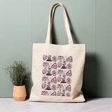 Ninastore Sevimli Ürkütücü Tote Çanta, Mor, Cadılar Bayramı, %100 Pamuklu Tote Çanta, Çevre Dostu Estetik Alışveriş Çantası, Ömürlük Çanta - Renkli