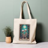 Ninastore Tarot Kartı Tote Çanta, Aşıklar, Iskelet, Uzay, %100 Pamuklu Tote Çanta. Çevre Dostu, Estetik Alışveriş Çantası, Ömür Boyu Kullanabileceğiniz Çanta. - Renkli