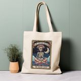 Ninastore Tarot Kartı Tote Çanta, Dram Kraliçesi, Iskelet, Anneler Günü Hediyesi %100 Pamuklu Tote Çanta. Çevre Dostu, Estetik Alışveriş Çantası, Ömür Boyu Kullanabileceğiniz Çanta. - Renkli