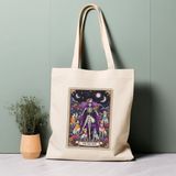 Ninastore Tarot Kartı Tote Çanta, Köpek Annesi, Iskelet, Anneler Günü Hediyesi %100 Pamuklu Tote Çanta. Çevre Dostu, Estetik Alışveriş Çantası, Ömür Boyu Kullanabileceğiniz Çanta. - Renkli