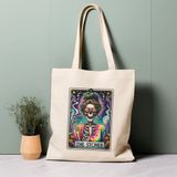Ninastore Tarot Kartı Tote Çanta, The Stoner, Iskelet, Çiçekler, %100 Pamuklu Tote Çanta. Çevre Dostu, Estetik Alışveriş Çantası, Ömür Boyu Kullanabileceğiniz Çanta. - Renkli
