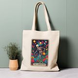 Ninastore Tarot Kartı Tote Çantası, Bahçıvan, Iskelet, Anneler Günü Hediyesi %100 Pamuklu Tote Çanta. Çevre Dostu, Estetik Alışveriş Çantası, Ömür Boyu Kullanabileceğiniz Çanta. - Renkli