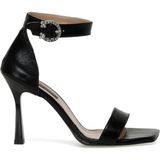 Nine West Kadın Topuklu Sandalet Siyah Deri Yüksek Stiletto Taban ile Modern Stil