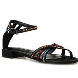 Nine West Nedan 3FX Siyah Kadın Düz Sandalet