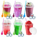 Ninehaoou 6 Takım 16 oz Yeniden Kullanılabilir Parlak Plastik Bardaklar Kubbe Kapaklı Çıkarılabilir Kaşık Pipetler Cadılar Bayramı Noel Şükran Günü Partisi Malzemeleri için Yeniden Kullanılabilir