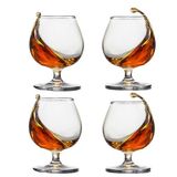 ninesung Viski Bardakları 4'lü Set, Bourbon Bardağı, Eski Moda Bardaklar, 326 ml Kısa Saplı Şarap Kadehi İçecekler, Votka, Scotch, Konyak, Brendi, Yılbaşı Kokteylleri