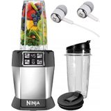Ninja BL480 Kişisel Blender 1000-WATT Auto-Iq Base'i Smoothies, Juices And Shakes And 18, And 24OUNCE Cups/free Alphasonık Earbuds (Yenilendi) - Siyah