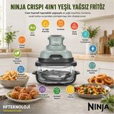 Ninja Crıspi 4-In-1 Taşınabilir Cam Hazneli Pişirme Sistemi - Sage Green + Dijital Mutfak Tartısı Hediye - Açık Yeşil