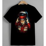 Ninja Kizi Kirmizi Kostum Unisex Erkek Kadın Oversize Tişört Siyah - L